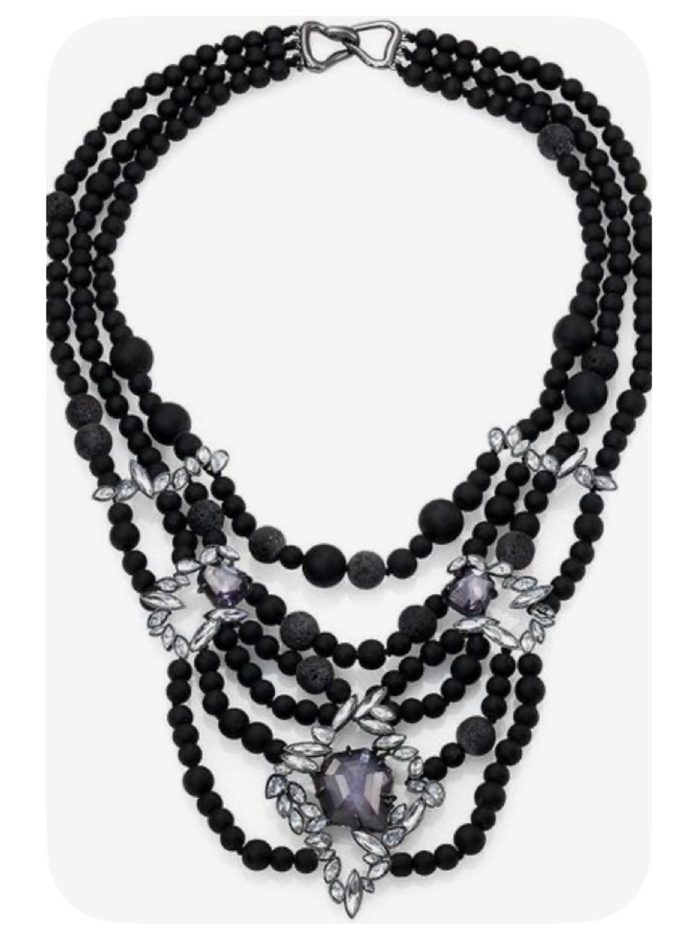 Alexis Bittar Black Miss Havisham Black Liquid Crystal Beaded  Necklace